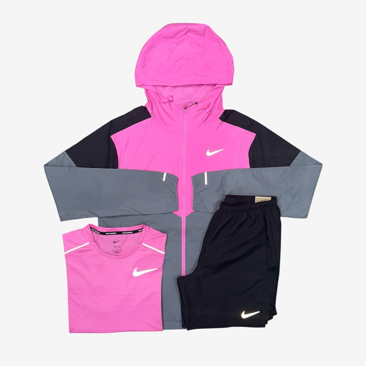 NIKE UV WINDRUNNER THREE PIECE SHORT SET - PLAYFUL PINK/GREY/BLACK