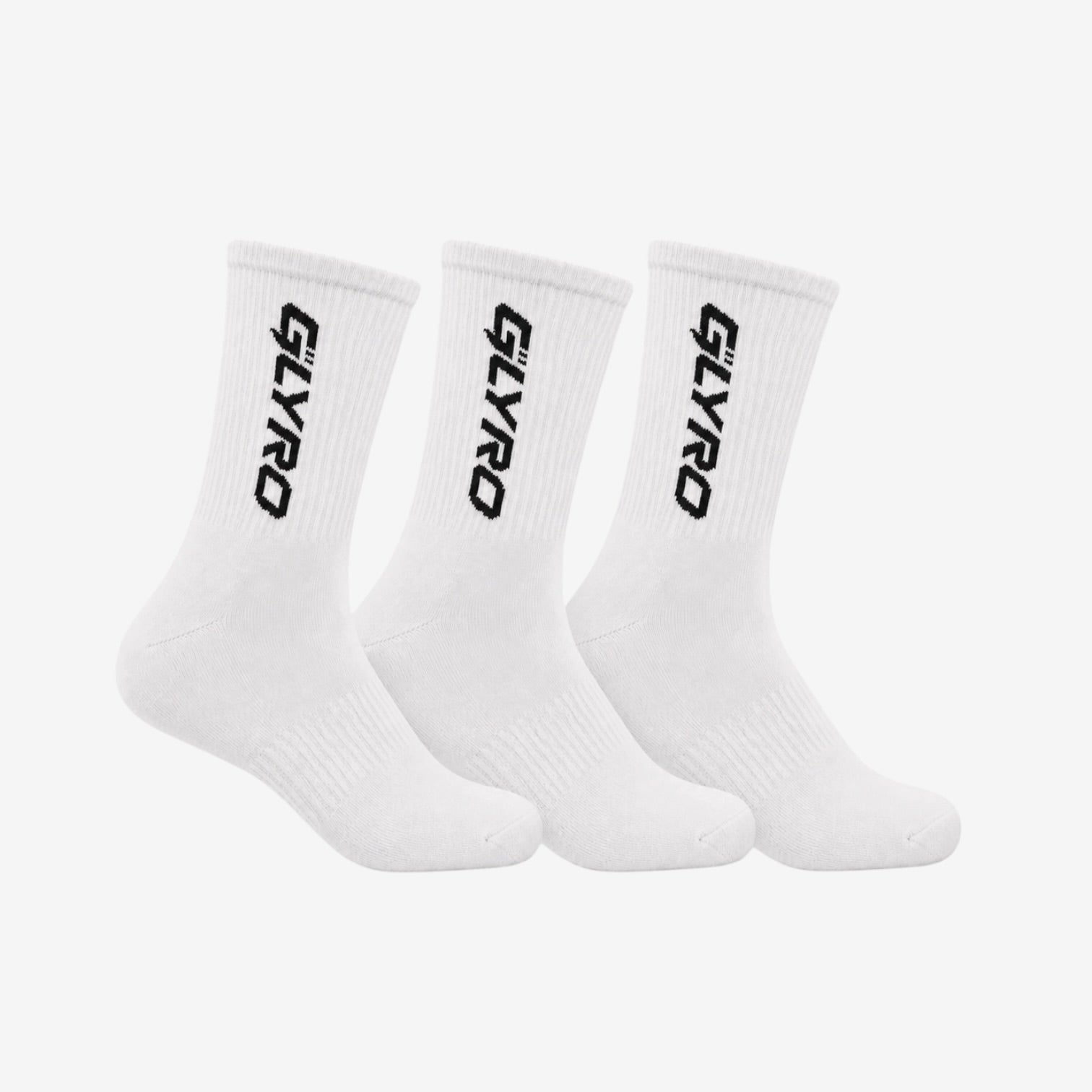 GLYRO ACTIVE CREW SOCKS - WHITE 3 PACK