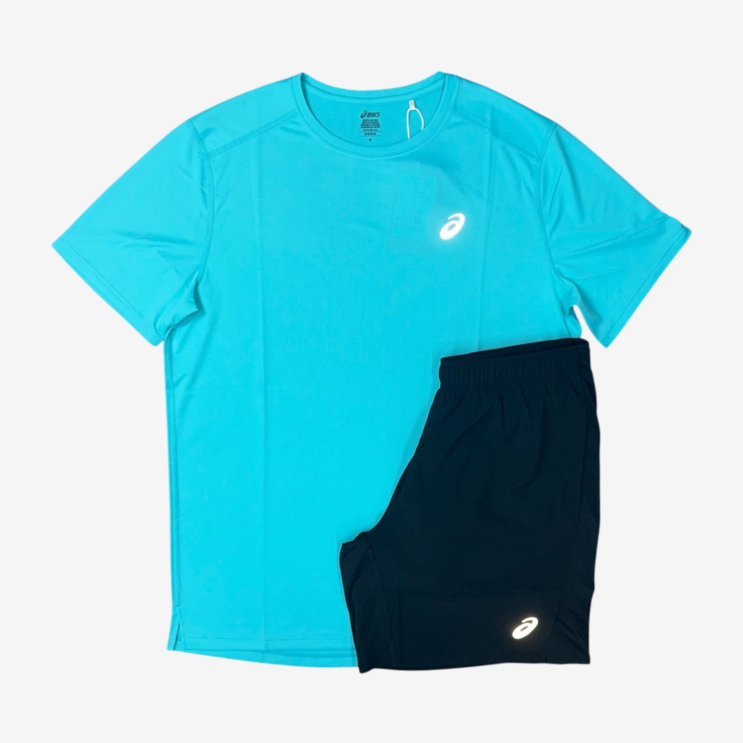 ASICS CORE T-SHIRT & SHORT SET - AQUA/BLACK