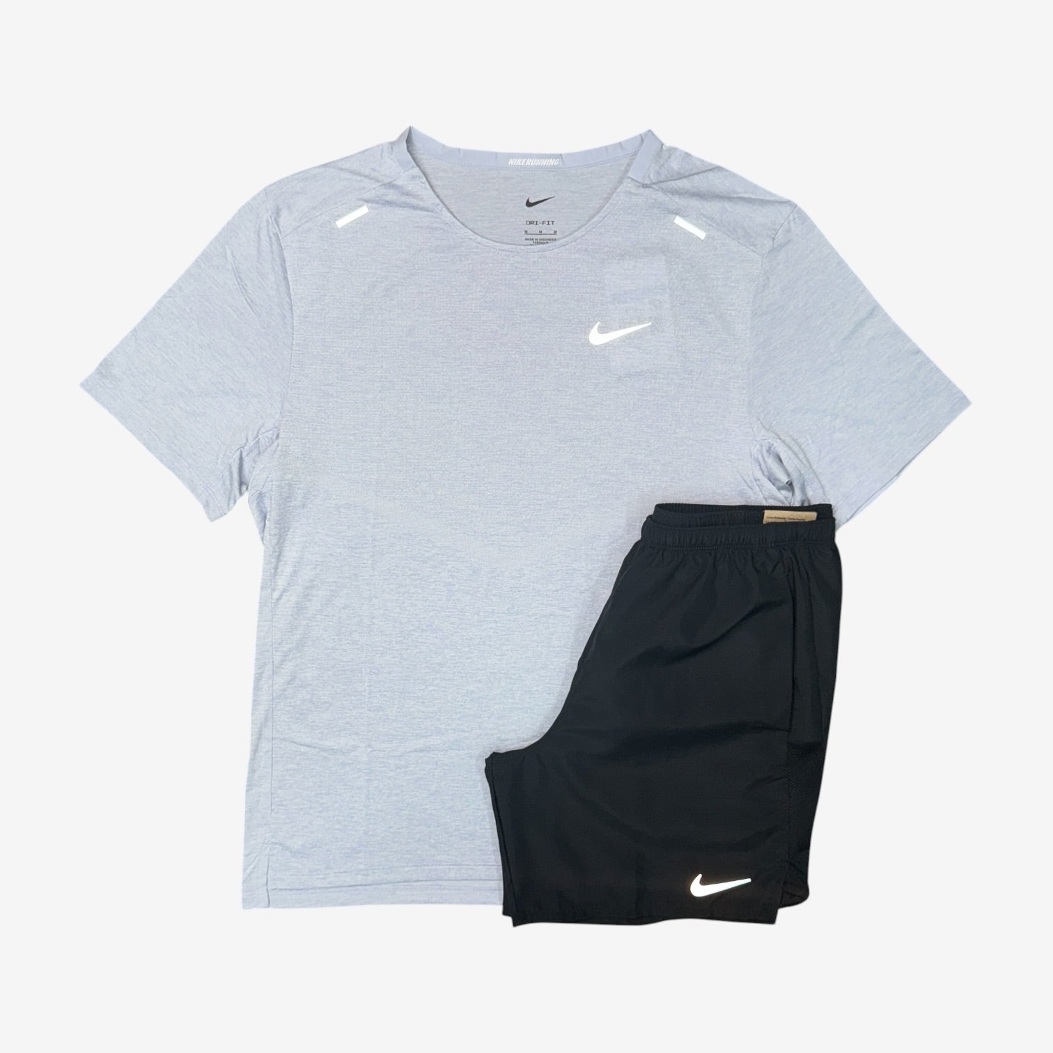 NIKE RISE 365 T-SHIRT & CHALLENGER SHORTS SET - HEATHER/BLACK