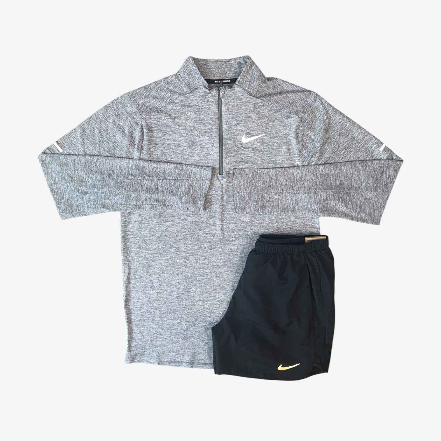 NIKE DRI-FIT 1/2 ZIP SHORT SET - SMOKE GREY/BLACK