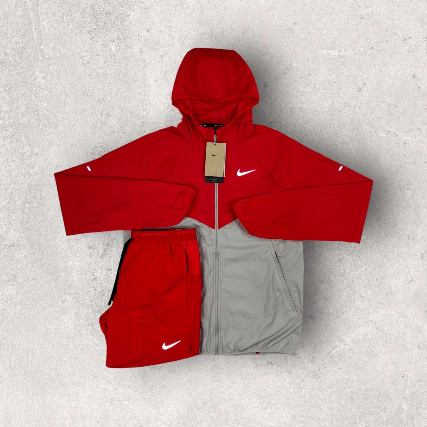 NIKE WINDRUNNER JACKET SET - RED/GREY