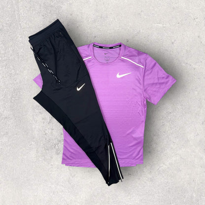 NIKE MILER 1.0 TROUSER SET - RUSH FUSHSIA / PHENOM ELITE BLACK PANTS