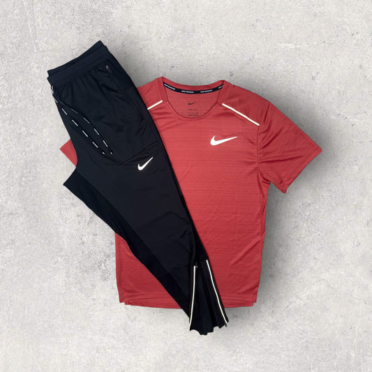 NIKE MILER 1.0 TROUSER SET - ADOBE RED / PHENOM ELITE BLACK PANTS
