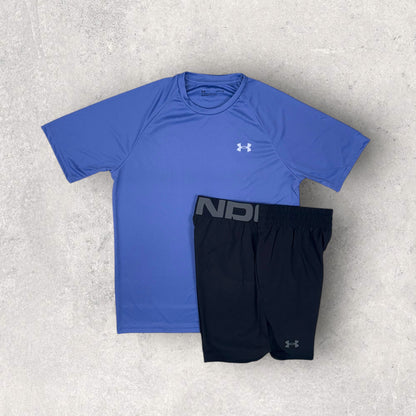 UNDER ARMOUR VELOCITY T-SHIRT / SHORT SER - STARLIGHT/BLACK