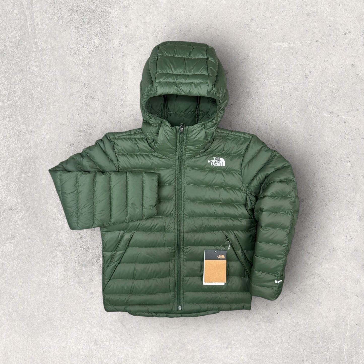 NORTH FACE TEEN ACONCAGUA HOODED DOWN JACKET - GREEN