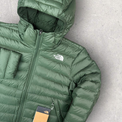 NORTH FACE TEEN ACONCAGUA HOODED DOWN JACKET - GREEN