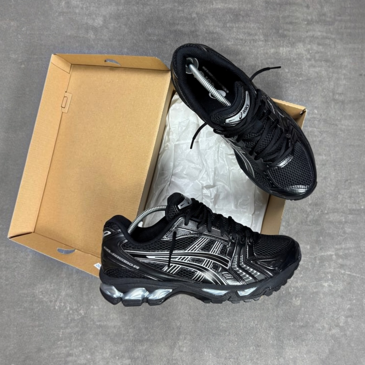 Asics Kayano 14's Black Pure Silver