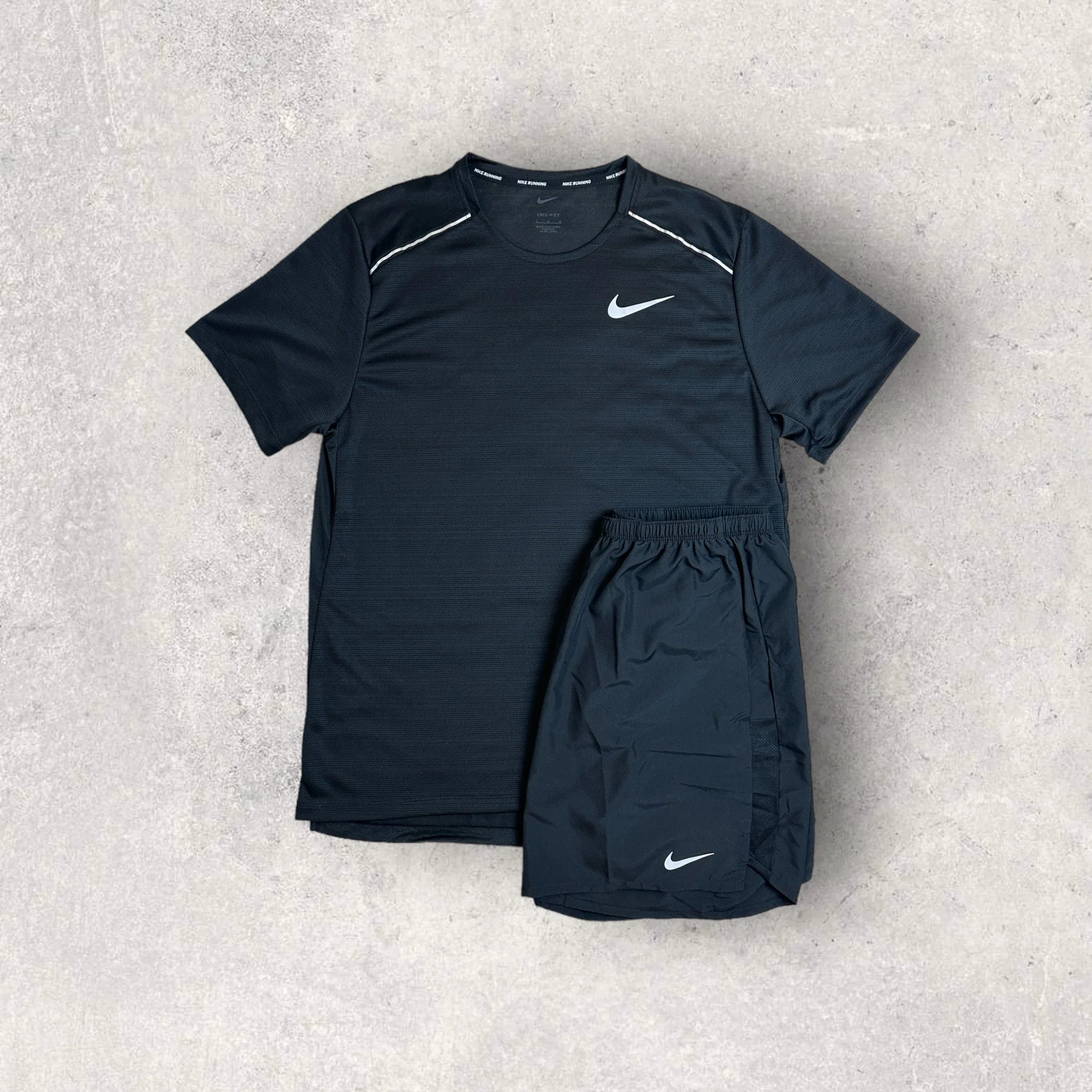 NIKE MILER 1.0 T-SHIRT / SHORT SET - BLACK