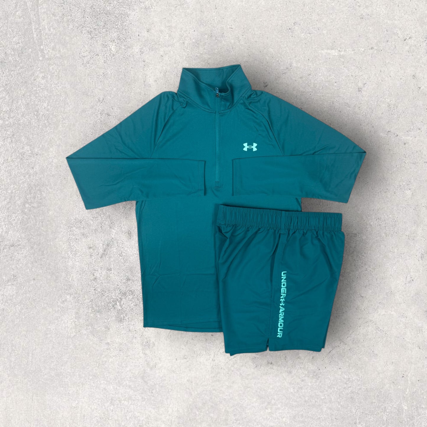 UNDER ARMOUR TECH 1/4 SHORT SET - TEAL