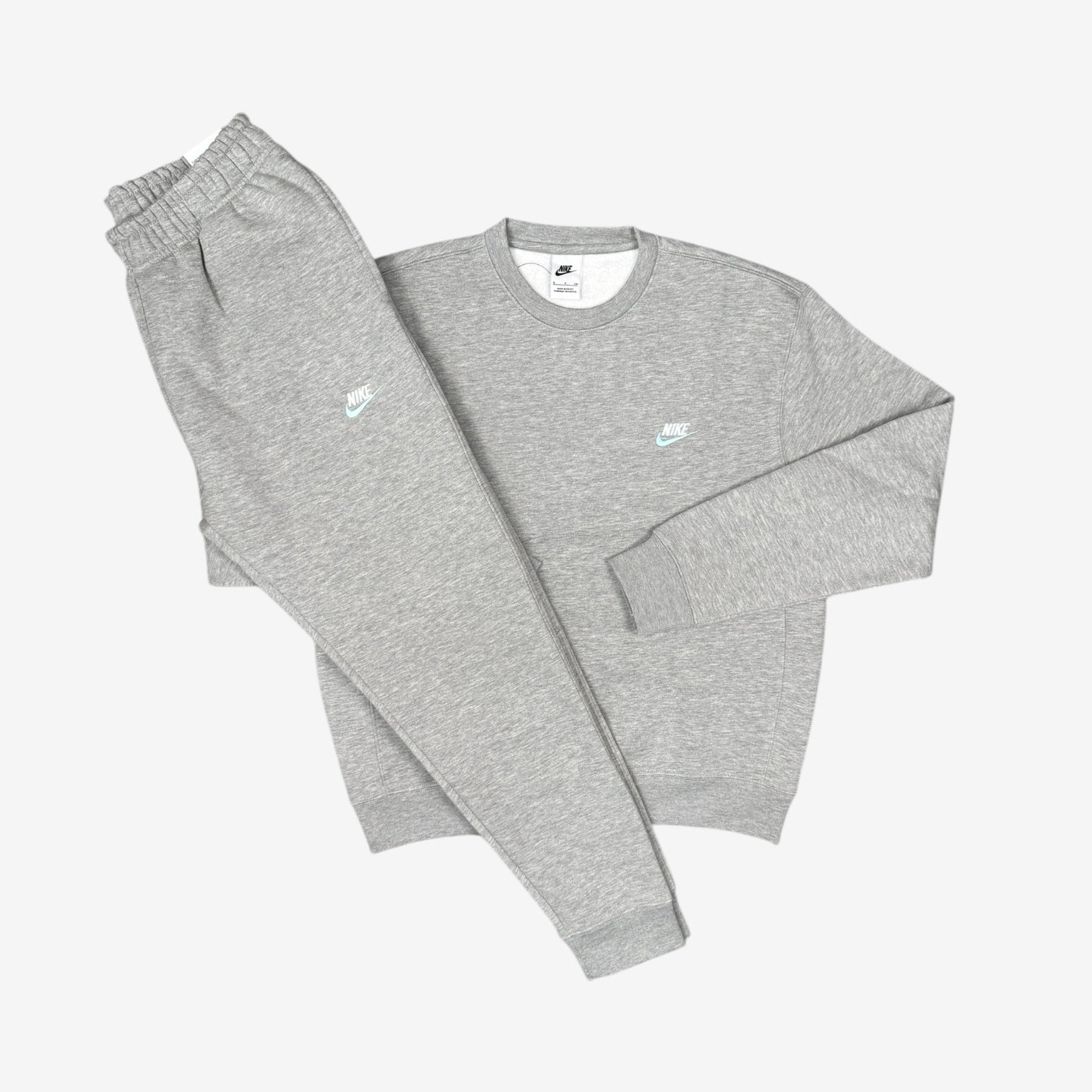 NIKE FLEECE SWEATSHIRT TRACKSUIT - GREY/MINT