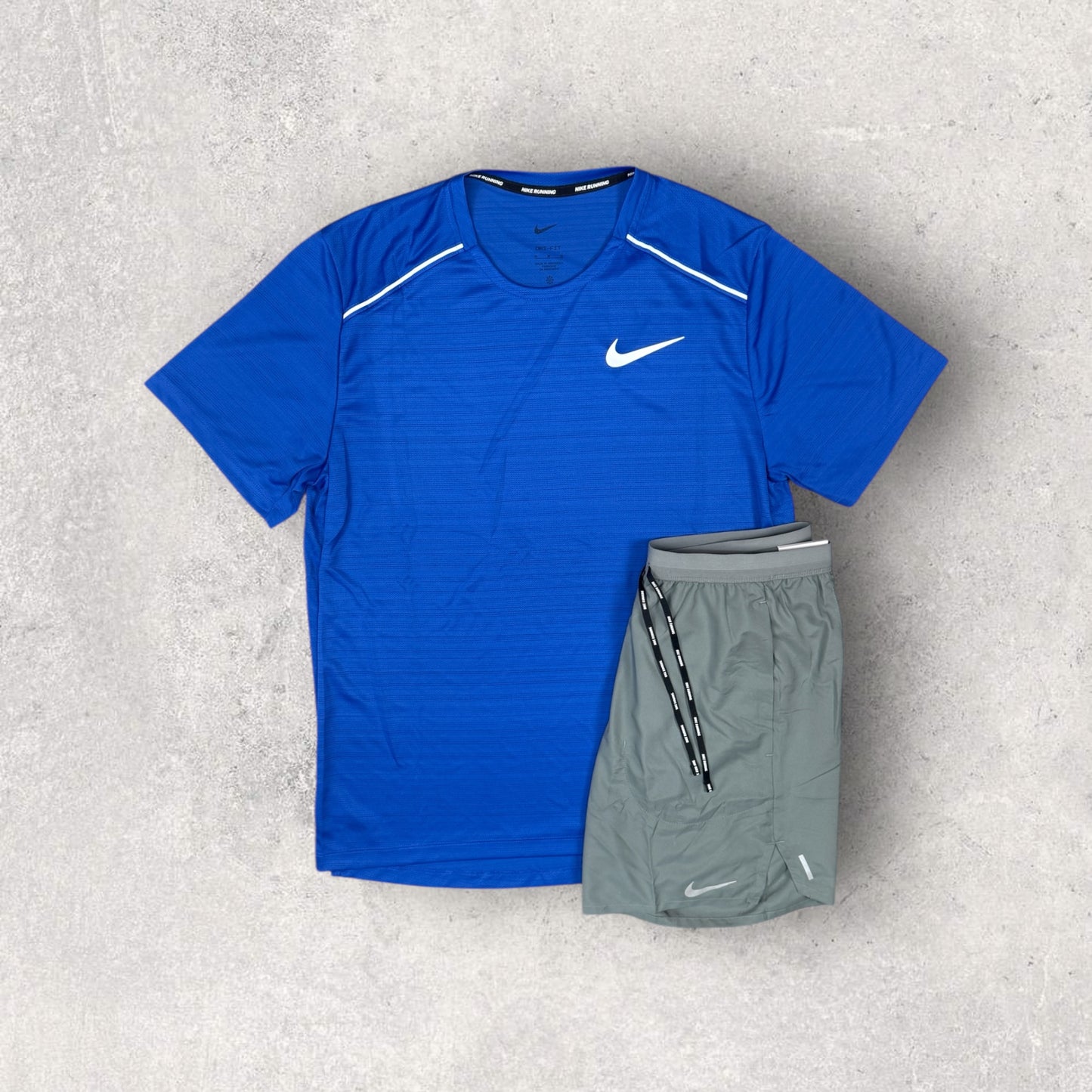 NIKE MILER 1.0 / STRIDE FLEX SHORT SET - ROYAL BLUE/GREY