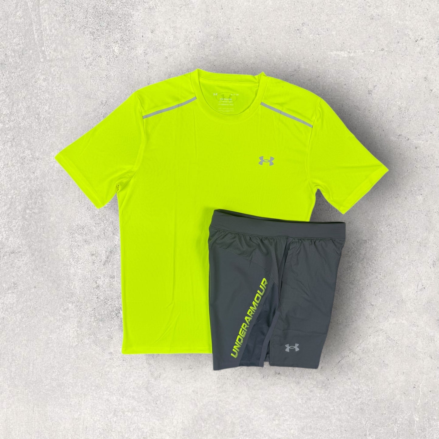 UNDER ARMOUR TECH SHORT SET - VOLT/GREY