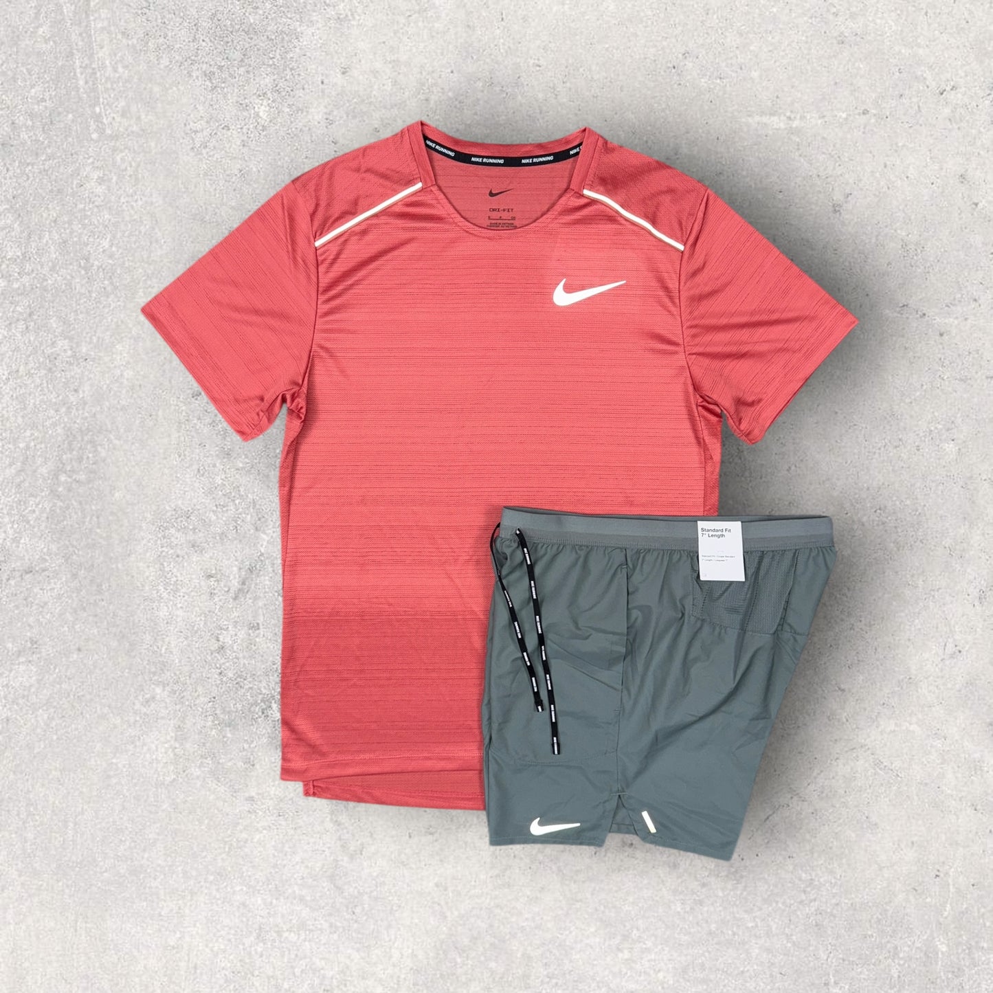 NIKE MILER 1.0 / STRIDE FLEX SHORT SET - ADOBE/GREY