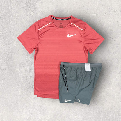 NIKE MILER 1.0 / STRIDE FLEX SHORT SET - ADOBE/GREY