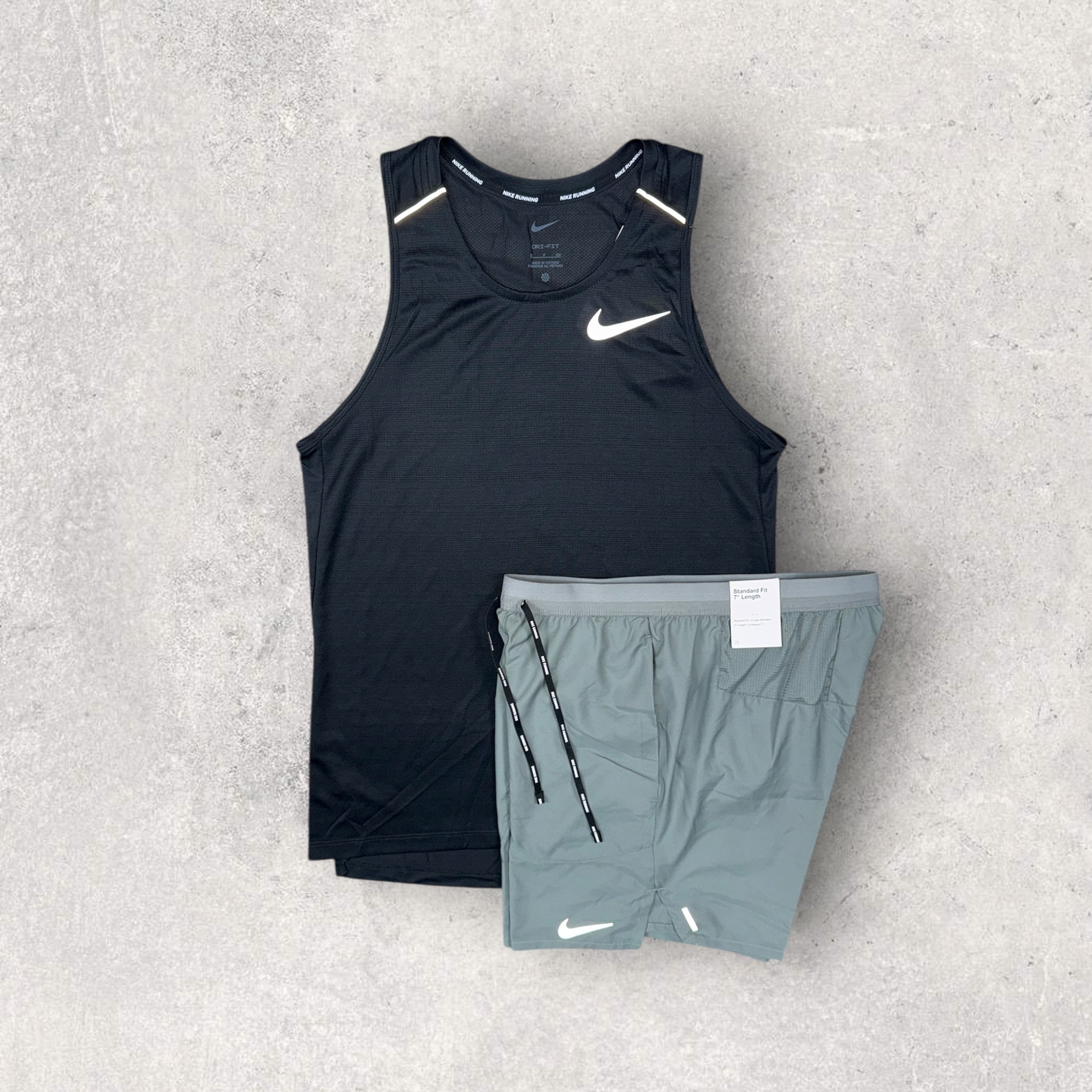 NIKE MILER VEST / NIKE STRIDE FLEX SHORTS - BLACK/GREY