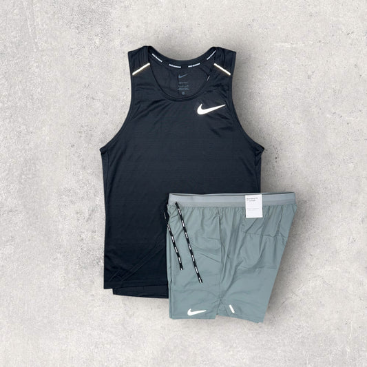 NIKE MILER VEST / NIKE STRIDE FLEX SHORTS - BLACK/GREY