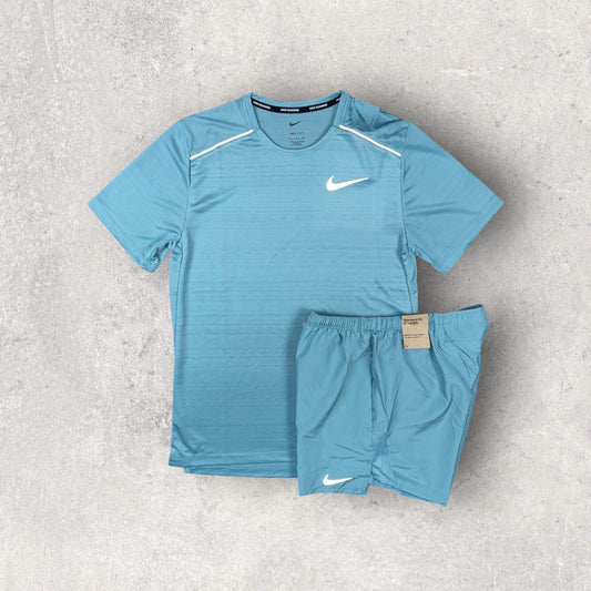 NIKE MILER 1.0 T-SHIRT / CHALLENGER SHORT SET - DENIUM TURQUOISE