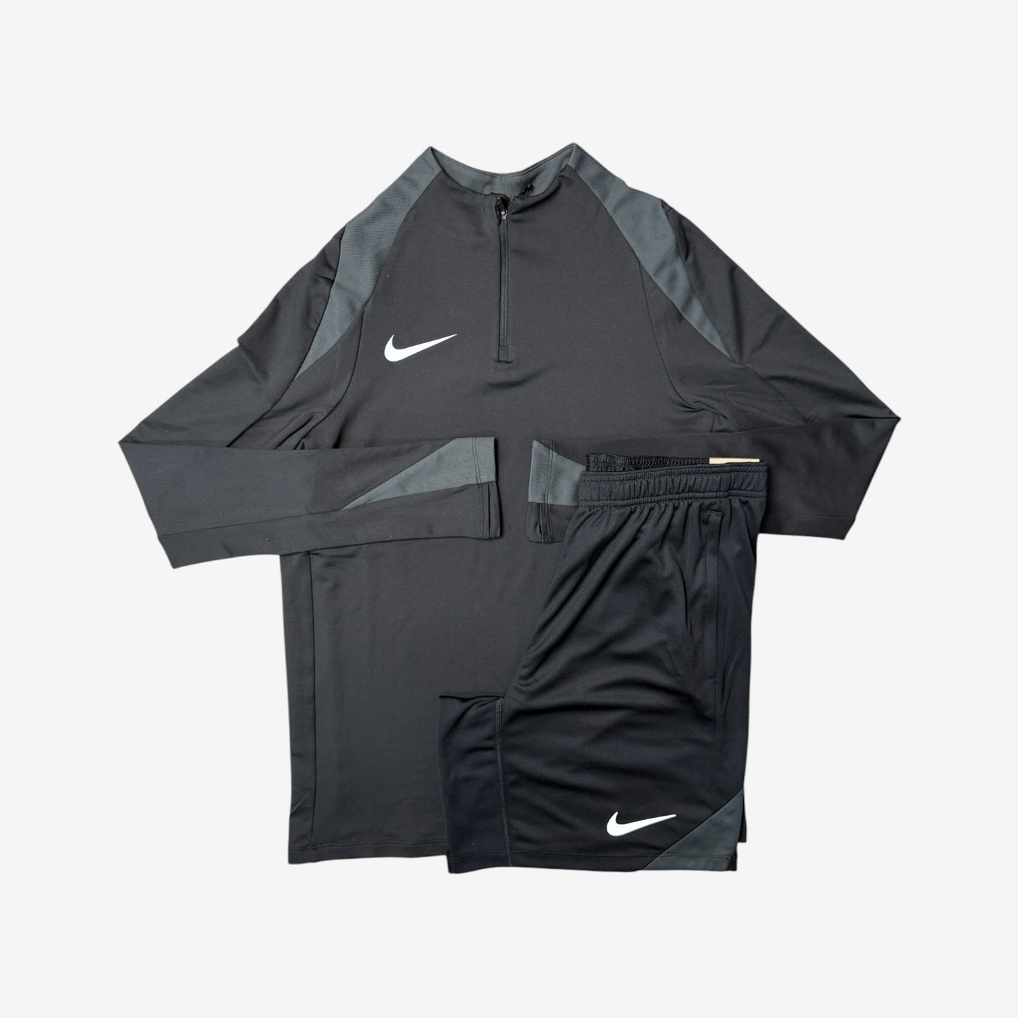 NIKE STRIKE 1/4 ZIP SHORT SET - BLACK/GREY