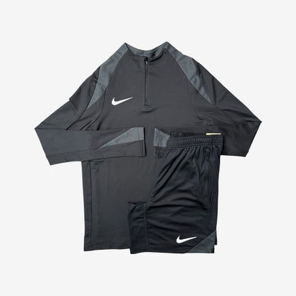 NIKE STRIKE 1/4 ZIP SHORT SET - BLACK/GREY