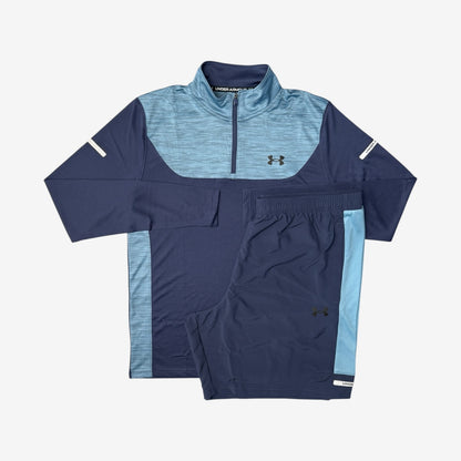 UNDER ARMOUR TECH UTILITY 1/4 SHORT SET - BLUE/NAVY