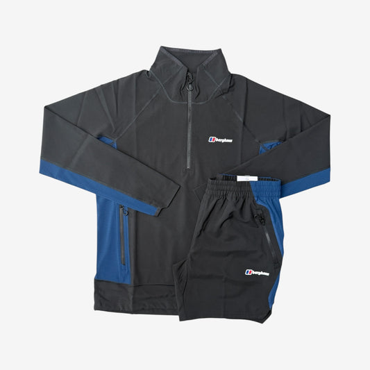BERGHAUS WAVERTREE 1/4 ZIP SHORT SET - BLACK/BLUE