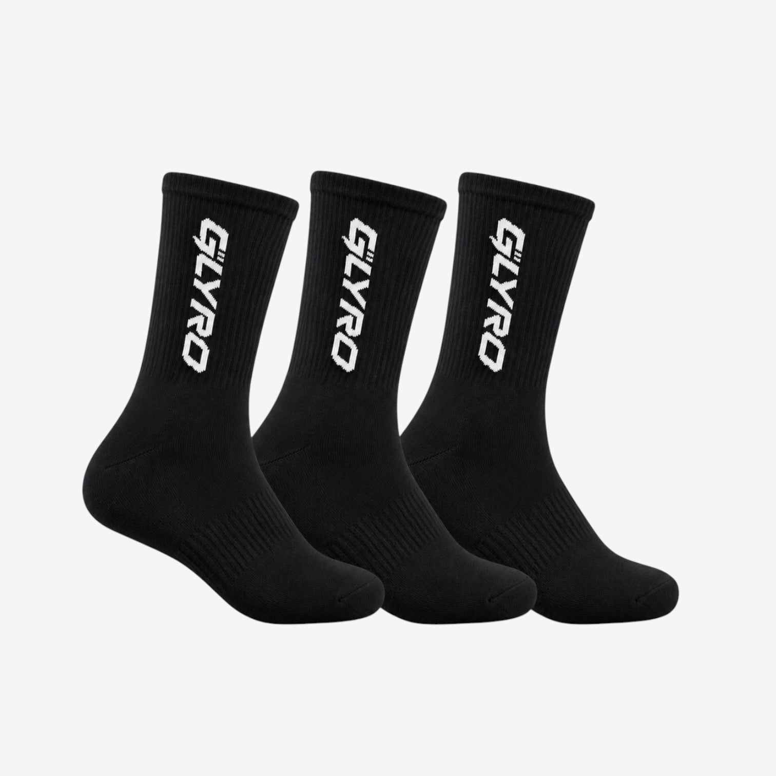GLYRO ACTIVE CREW SOCKS - BLACK 3 PACK