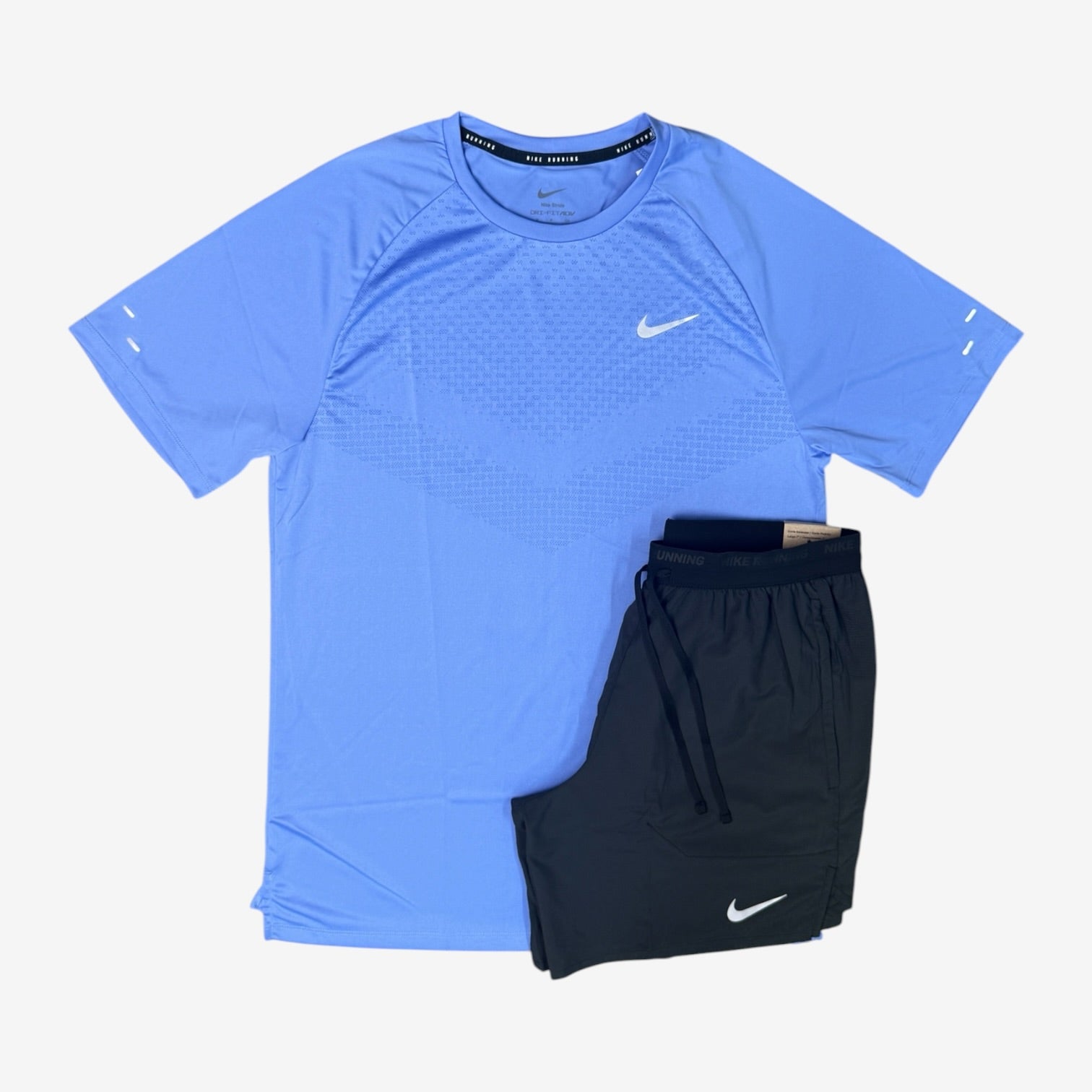 NIKE STRIDE T-SHIRT & STRIDE SHORT SET - ROYAL PULSE/BLACK