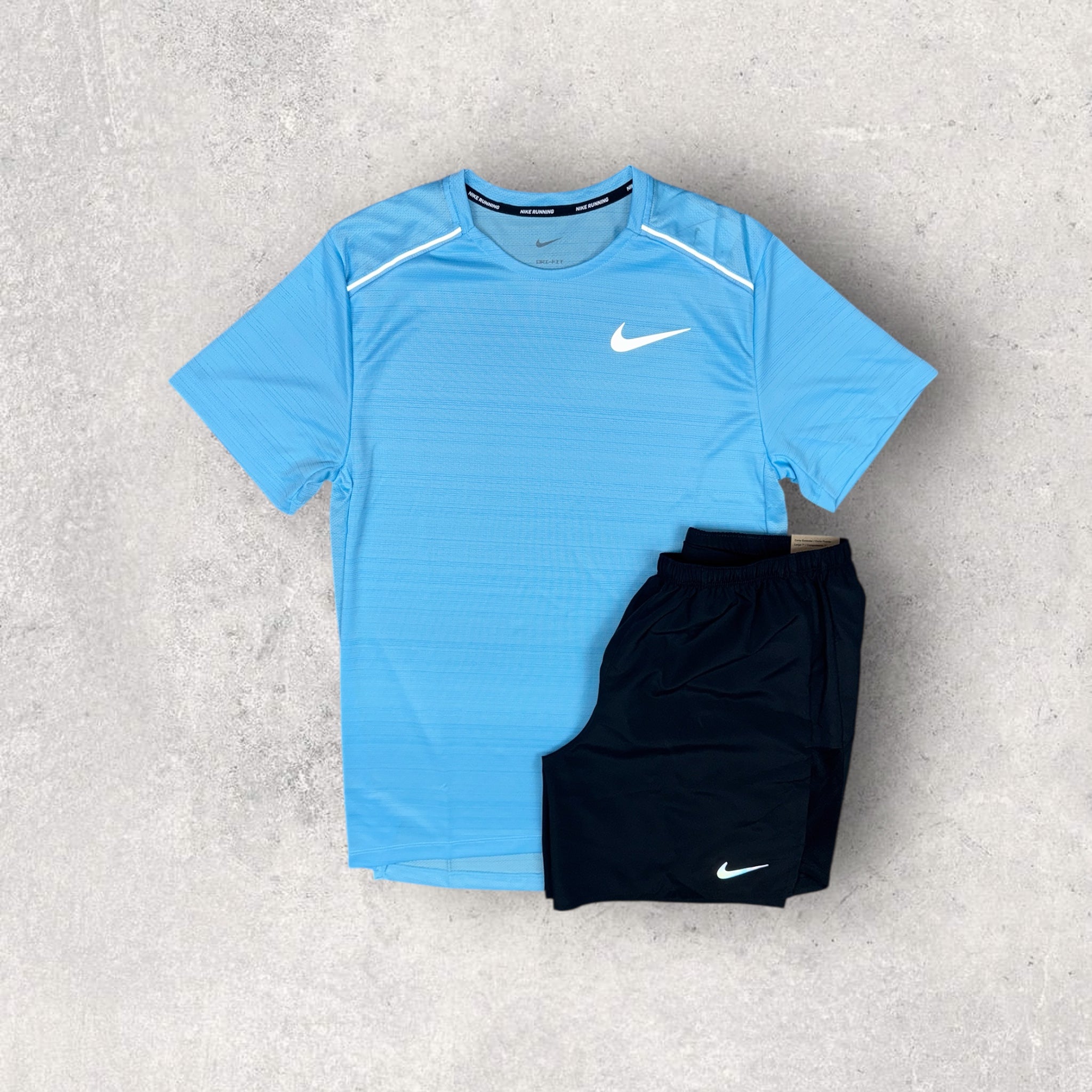 NIKE MILER 1.0 T-SHIRT / SHORT SET - AQUARIUS/BLACK