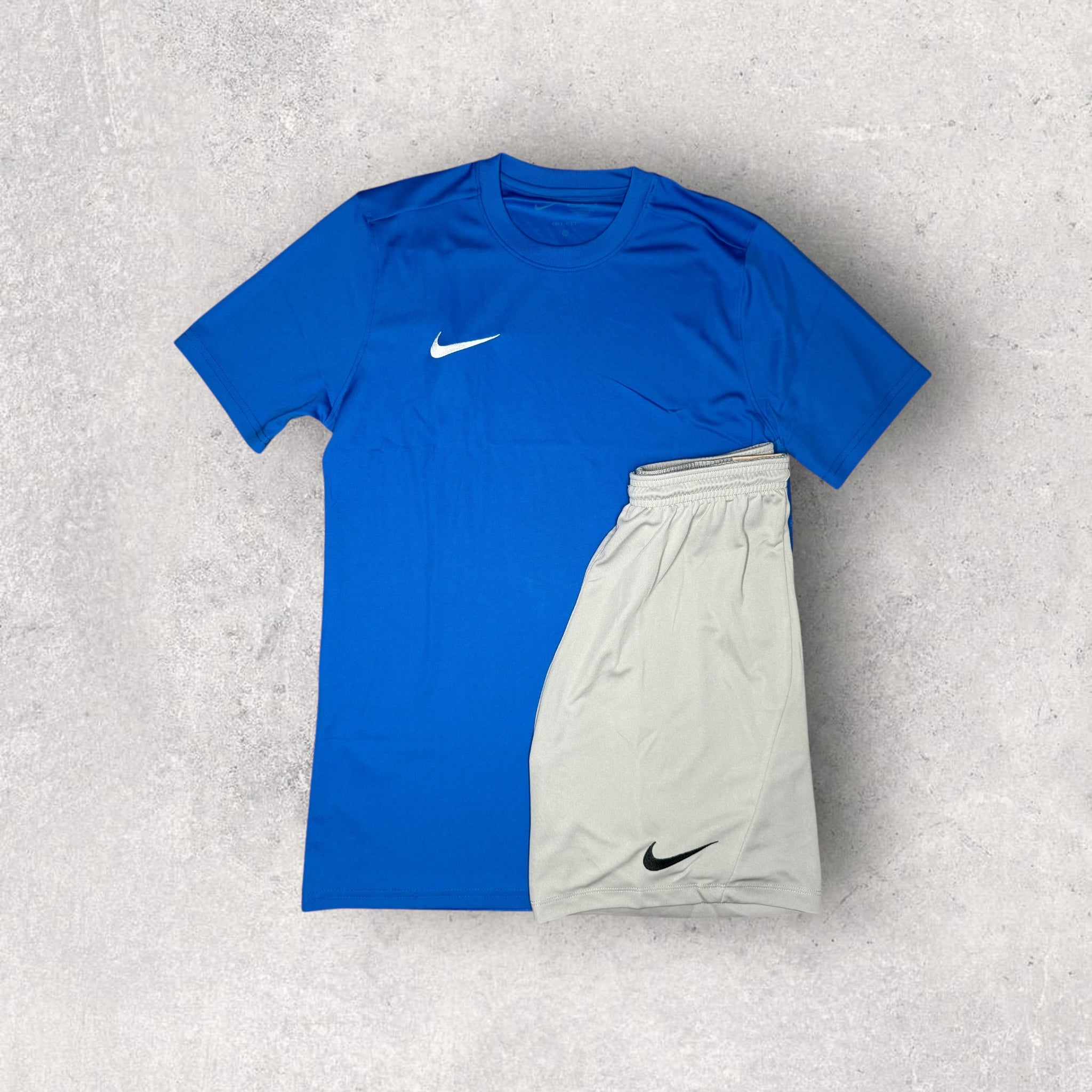 NIKE DRI-FIT SET - T-SHIRT & SHORTS - ROYAL BLUE/GREY